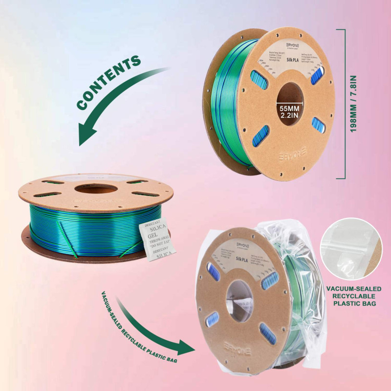 Eryone Dual-Color Silk PLA Blue & Green / Blauw & Groen Filament