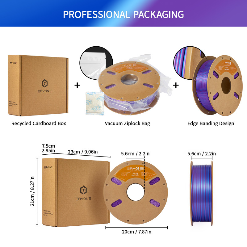 Eryone Dual-Color Silk PLA Purple & Blue / Paars & Blauw Filament Eryone Dual-Color Silk PLA Purple & Blue / Paars & Blauw Filament