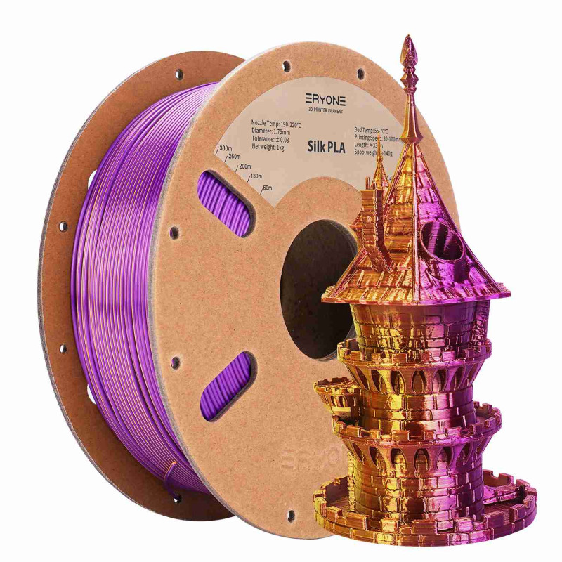 Eryone Dual-Color Silk PLA Gold & Purple / Goud & Paars Filament
