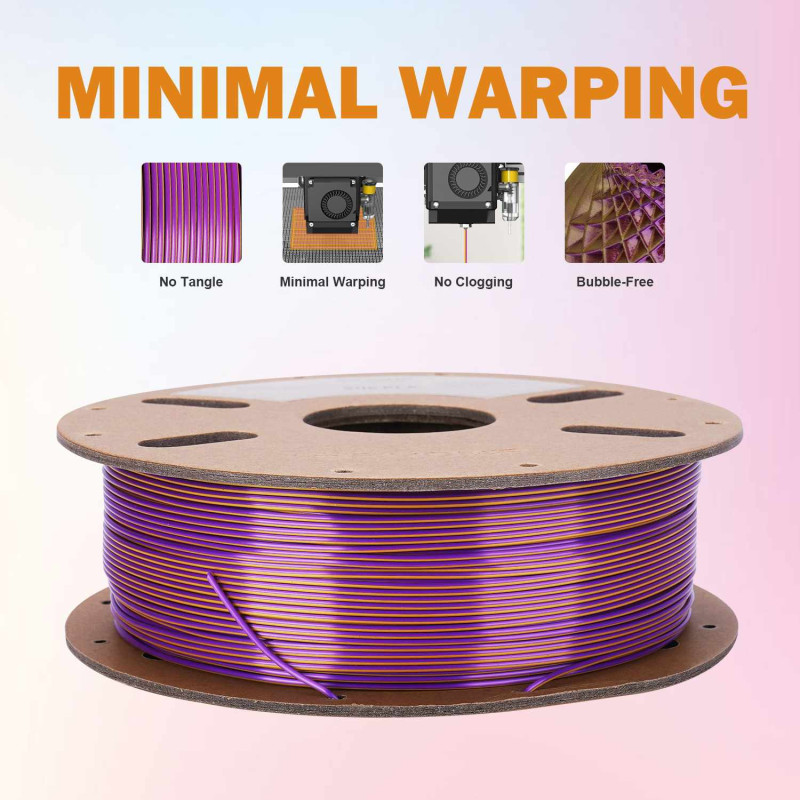 Eryone Dual-Color Silk PLA Gold & Purple / Goud & Paars Filament