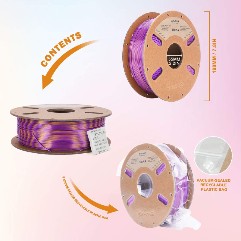 Eryone Dual-Color Silk PLA Gold & Purple / Goud & Paars Filament