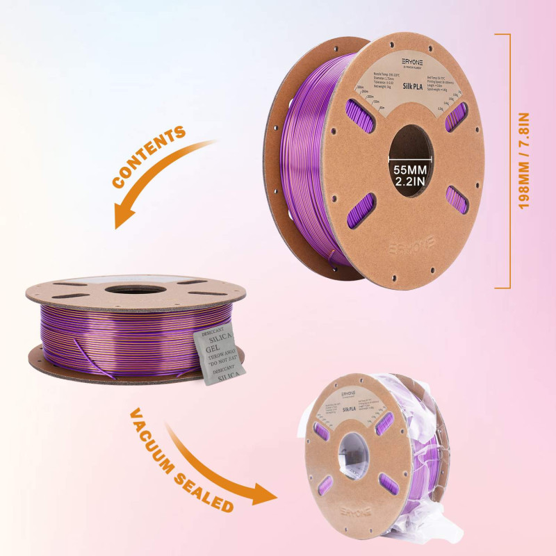 Eryone Dual-Color Silk PLA Gold & Purple / Goud & Paars Filament