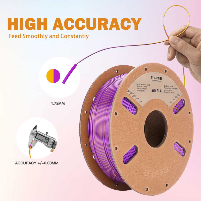 Eryone Dual-Color Silk PLA Gold & Purple / Goud & Paars Filament