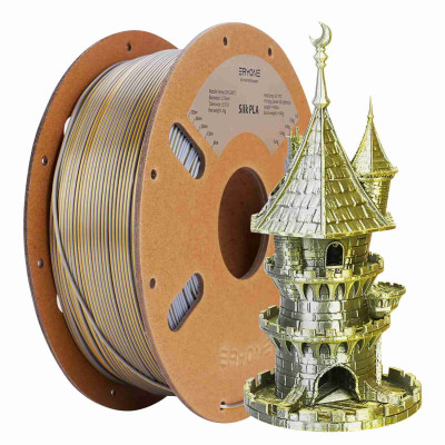 Eryone Dual-Color Silk PLA Gold & Silver / Goud & Zilver Filament Eryone Dual-Color Silk PLA Gold & Silver / Goud & Zilver Filament