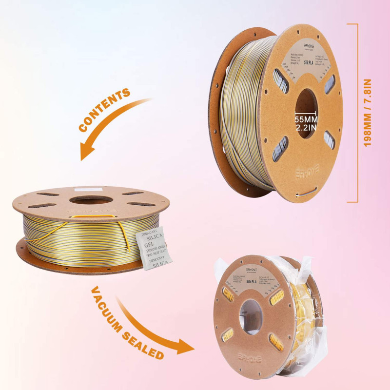 Eryone Dual-Color Silk PLA Gold & Silver / Goud & Zilver Filament
