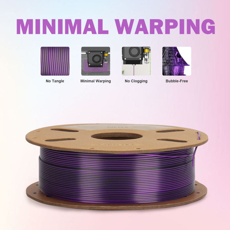 Eryone Dual-Color Silk PLA Black & Purple / Zwart & Paars Filament