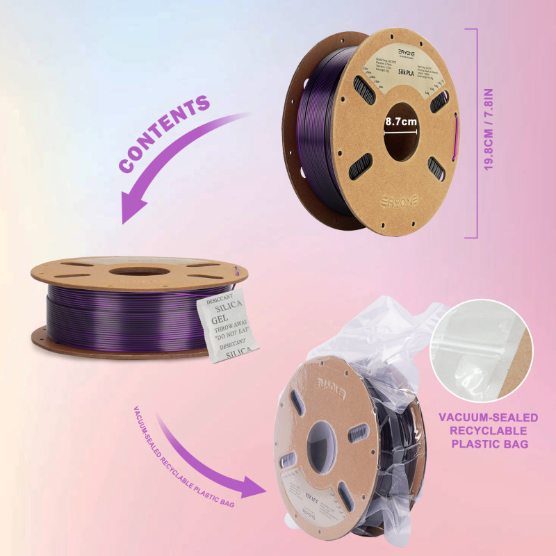 Eryone Dual-Color Silk PLA Black & Purple / Zwart & Paars Filament