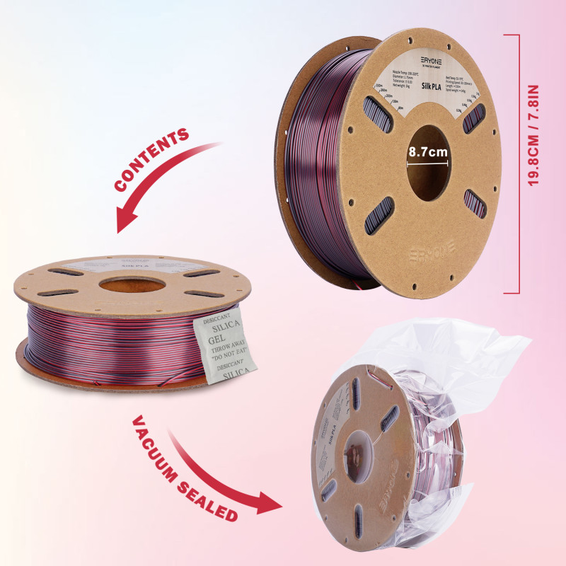 Eryone Dual-Color Silk PLA Black & Red / Zwart & Rood Filament