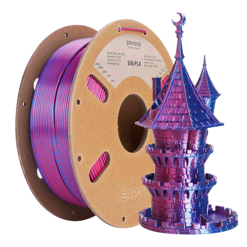 Eryone Dual-Color Silk PLA Red & Blue / Rood & Blauw Filament Eryone Dual-Color Silk PLA Red & Blue / Rood & Blauw Filament