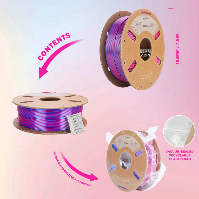 Eryone Dual-Color Silk PLA Red & Blue / Rood & Blauw Filament Eryone Dual-Color Silk PLA Red & Blue / Rood & Blauw Filament