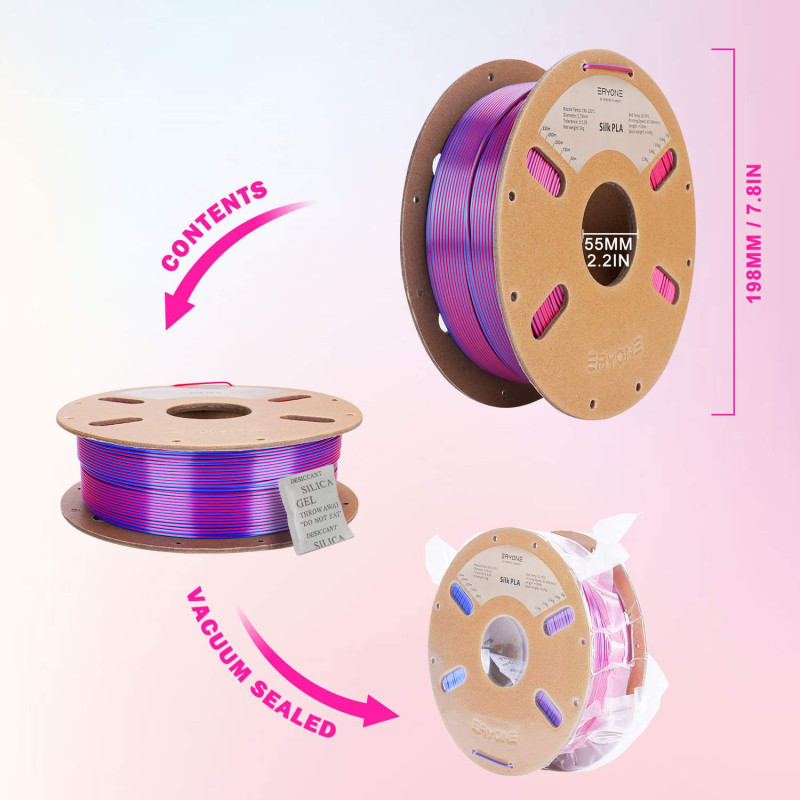 Eryone Dual-Color Silk PLA Red & Blue / Rood & Blauw Filament Eryone Dual-Color Silk PLA Red & Blue / Rood & Blauw Filament