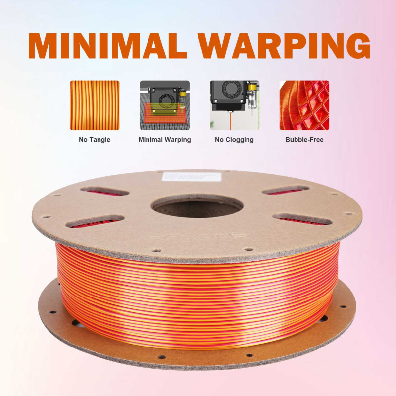 Eryone Dual-Color Silk PLA Red & Gold / Rood & Goud Filament Eryone Dual-Color Silk PLA Red & Gold / Rood & Goud Filament
