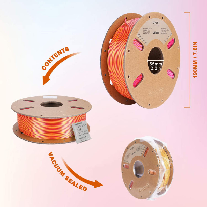 Eryone Dual-Color Silk PLA Red & Gold / Rood & Goud Filament Eryone Dual-Color Silk PLA Red & Gold / Rood & Goud Filament