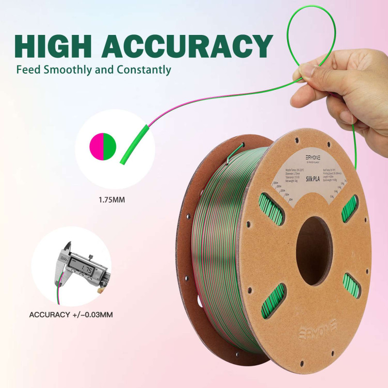 Eryone Dual-Color Silk PLA Red & Green / Rood & Groen Filament Eryone Dual-Color Silk PLA Red & Green / Rood & Groen Filament