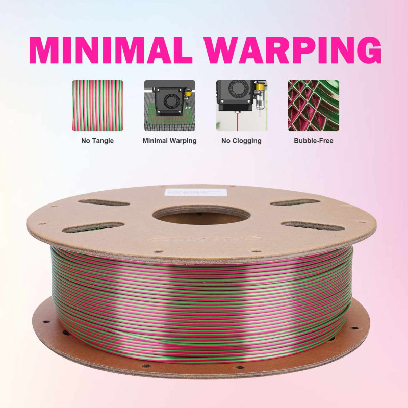 Eryone Dual-Color Silk PLA Red & Green / Rood & Groen Filament Eryone Dual-Color Silk PLA Red & Green / Rood & Groen Filament