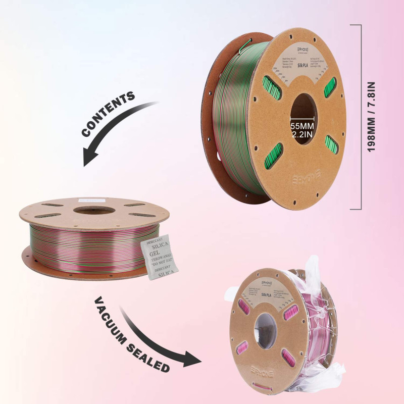 Eryone Dual-Color Silk PLA Red & Green / Rood & Groen Filament Eryone Dual-Color Silk PLA Red & Green / Rood & Groen Filament