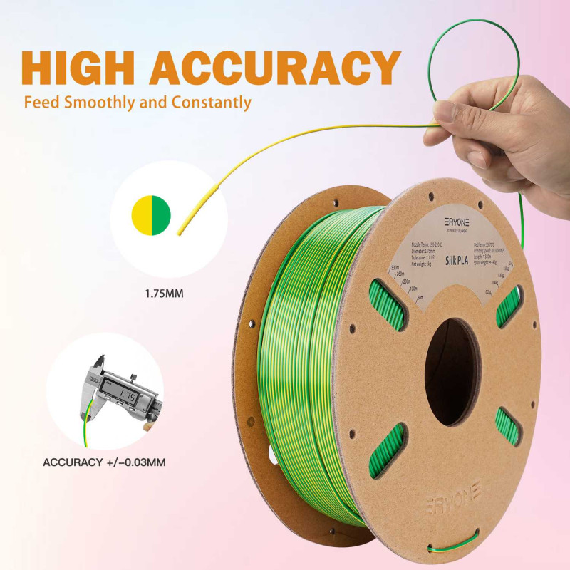 Eryone Dual-Color Silk PLA Yellow & Green / Geel & Groen Filament