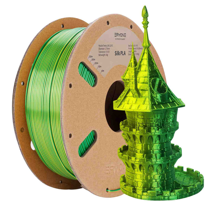 Eryone Dual-Color Silk PLA Yellow & Green / Geel & Groen Filament