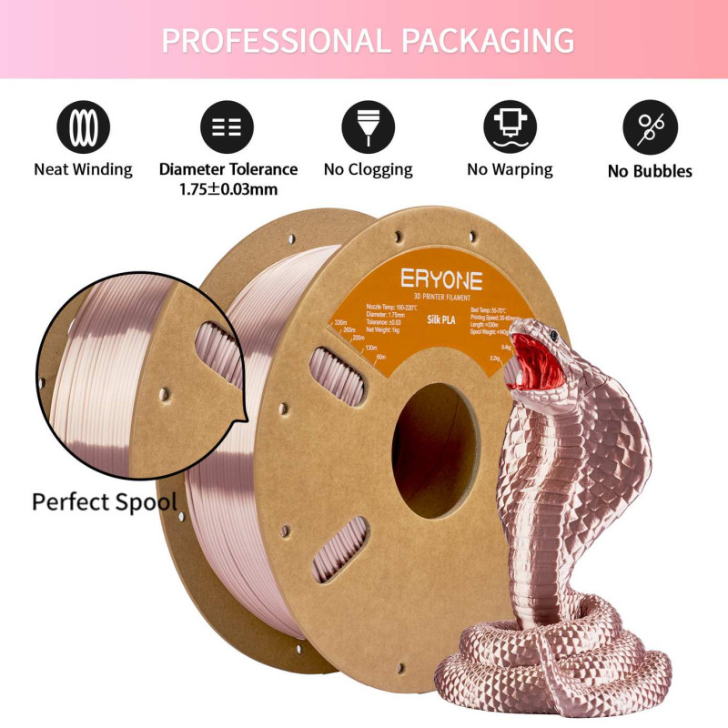 Eryone Silk PLA Champagne Pink Filament