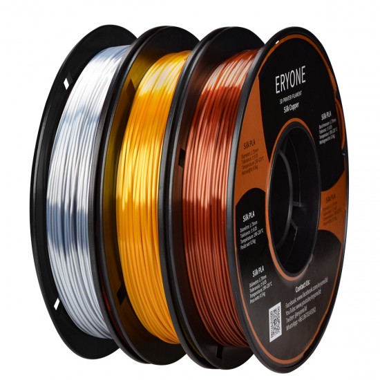 Eryone Silk PLA Combination Pack Gold Silver Copper 3x 0.5kg Filament Eryone Silk PLA Combination Pack Gold Silver Copper 3x 0.5kg Filament