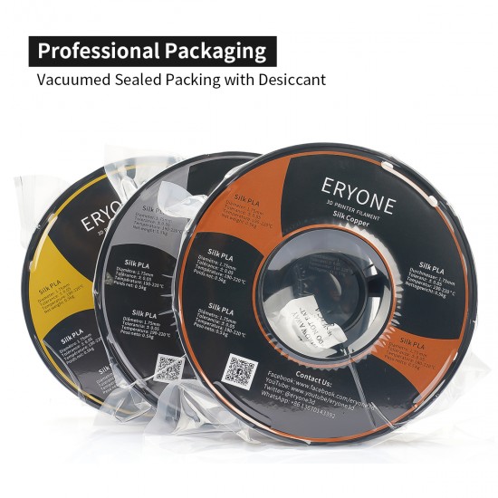 Eryone Silk PLA Combination Pack Gold Silver Copper 3x 0.5kg Filament Eryone Silk PLA Combination Pack Gold Silver Copper 3x 0.5kg Filament