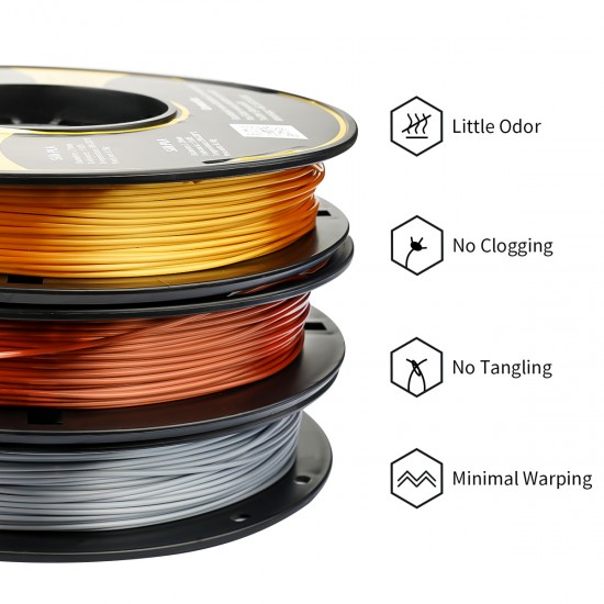 Eryone Silk PLA Combination Pack Gold Silver Copper 3x 0.5kg Filament Eryone Silk PLA Combination Pack Gold Silver Copper 3x 0.5kg Filament
