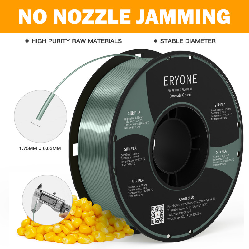 Eryone Silk PLA Emerald Green / Smaragd Groen Filament