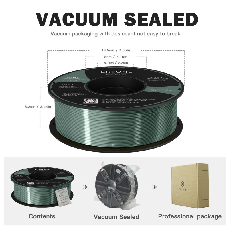 Eryone Silk PLA Emerald Green / Smaragd Groen Filament