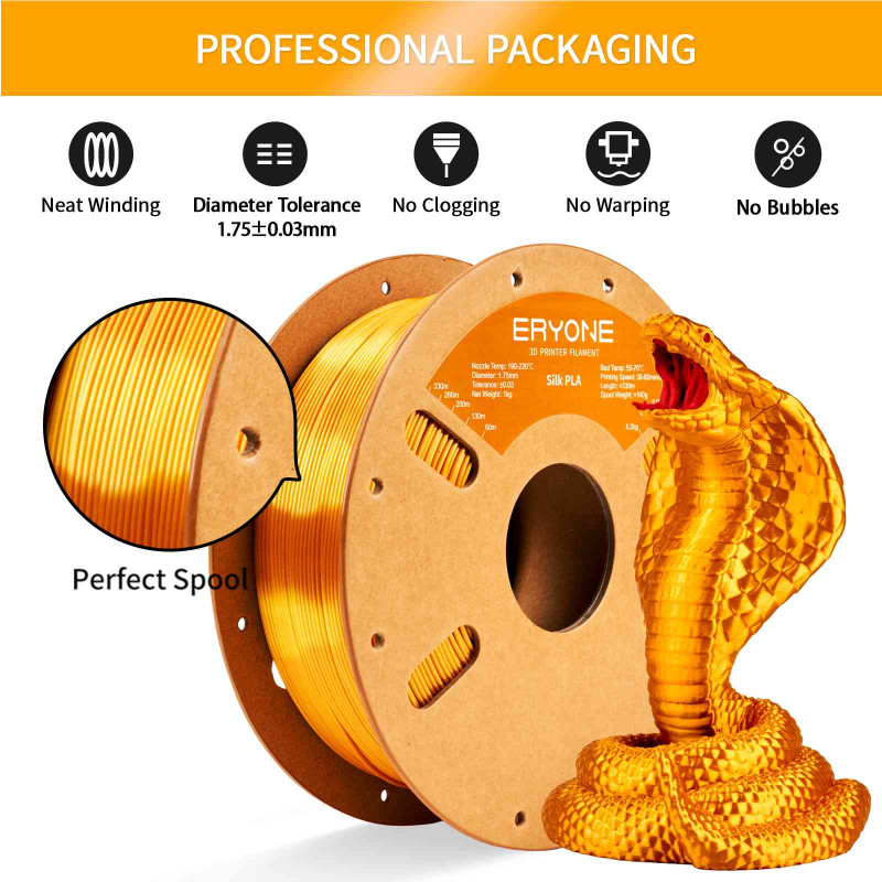 Eryone Silk PLA Gold / Goud Filament Eryone Silk PLA Gold / Goud Filament