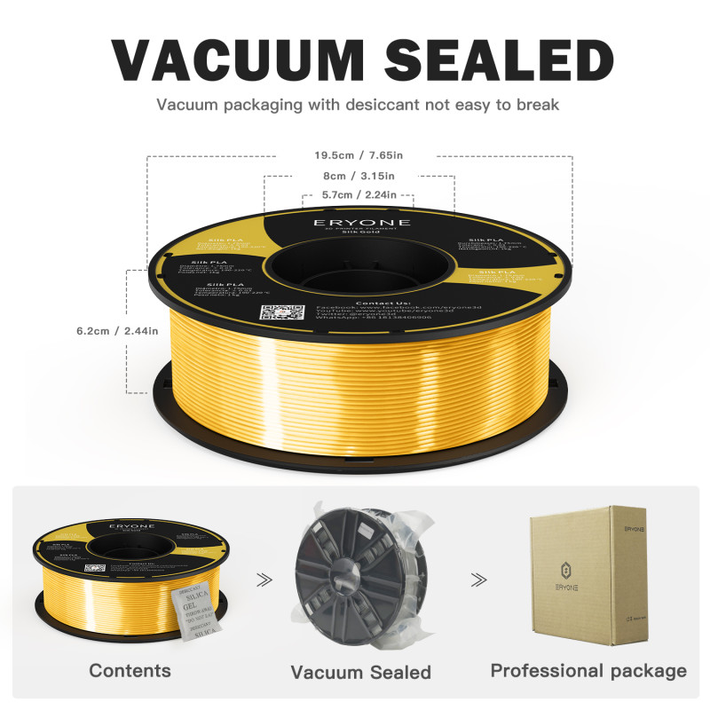 Eryone Silk PLA Gold / Goud Filament Eryone Silk PLA Gold / Goud Filament