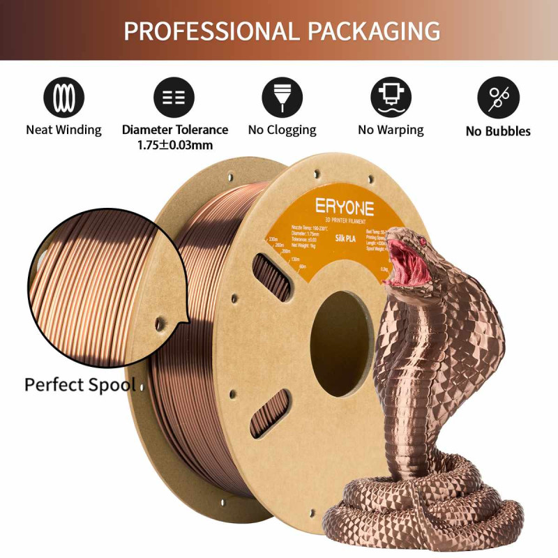 Eryone Silk PLA Mocha Brown / Mokka Bruin Filament Eryone Silk PLA Mocha Brown / Mokka Bruin Filament
