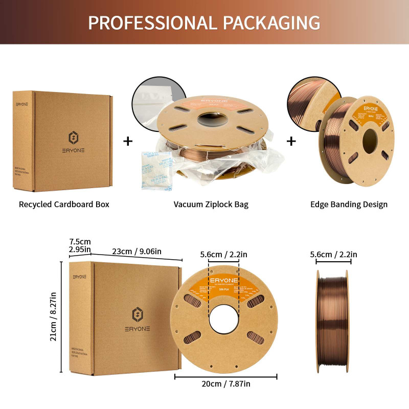 Eryone Silk PLA Mocha Brown / Mokka Bruin Filament Eryone Silk PLA Mocha Brown / Mokka Bruin Filament
