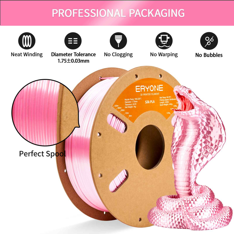 Eryone Silk PLA Pink / Roze Filament