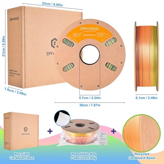 Eryone Rainbow PLA Mountain Mirage / berg luchtspiegeling Filament Eryone Rainbow PLA Mountain Mirage / berg luchtspiegeling Filament