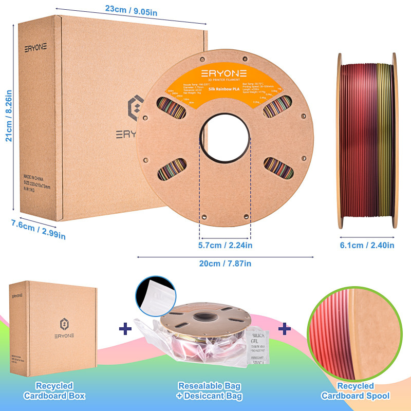 Eryone Rainbow PLA Sunset / Zonsondergang Filament Eryone Rainbow PLA Sunset / Zonsondergang Filament
