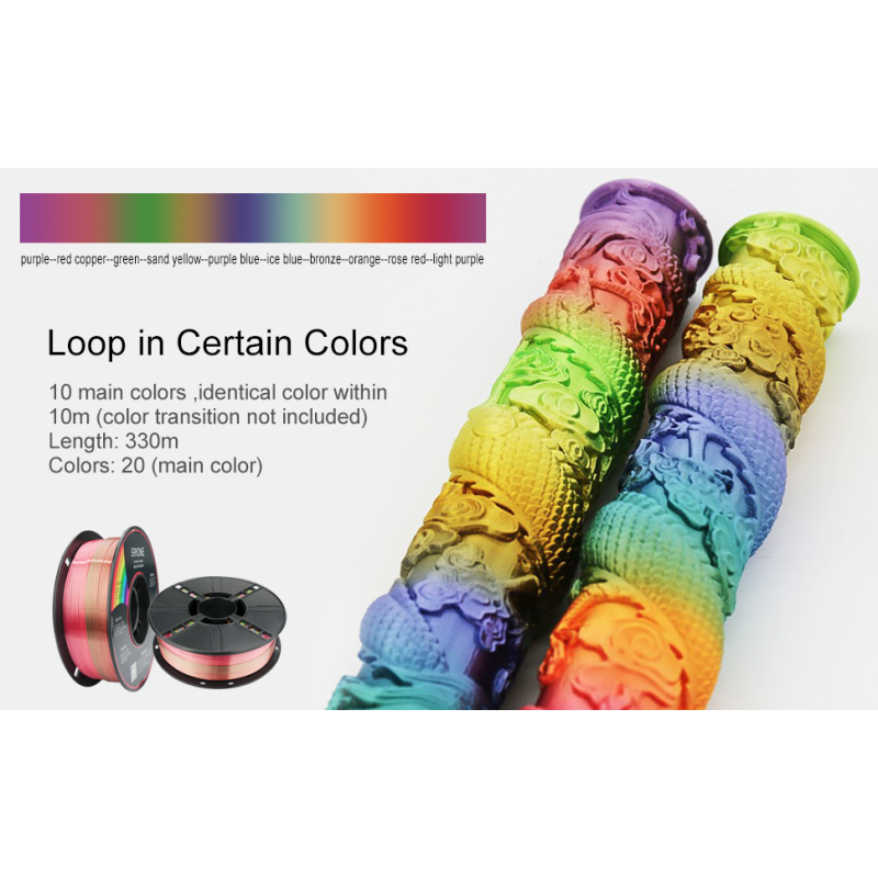 Eryone Rainbow Silk PLA Metal / Metaal Regenboog Filament