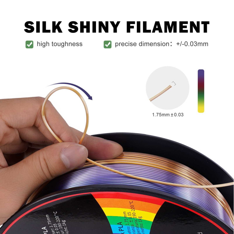 Eryone Rainbow Silk PLA Metal / Metaal Regenboog Filament