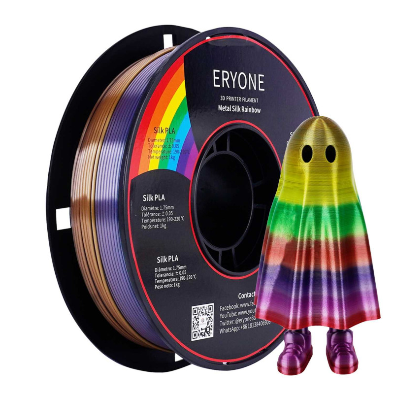 Eryone Rainbow Silk PLA Metal / Metaal Regenboog Filament