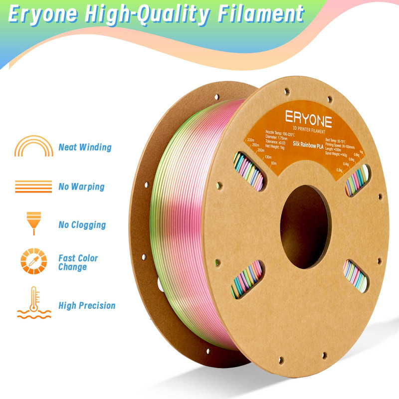 Eryone Rainbow Silk PLA Metal / Metaal Regenboog Filament