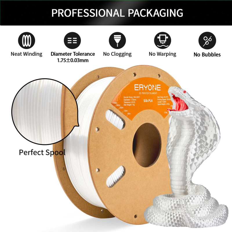 Eryone Silk PLA White / Wit Filament Eryone Silk PLA White / Wit Filament
