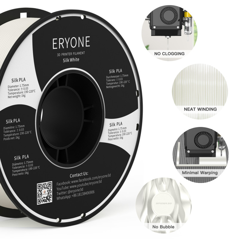 Eryone Silk PLA White / Wit Filament