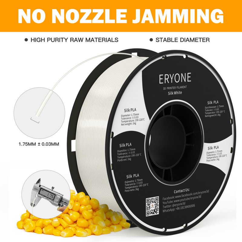 Eryone Silk PLA White / Wit Filament