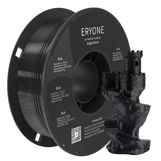 Eryone Standard PLA Bright Black / helder Zwart Filament