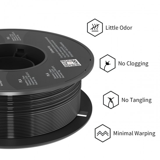 Eryone Standard PLA Bright Black / helder Zwart Filament Eryone Standard PLA Bright Black / helder Zwart Filament