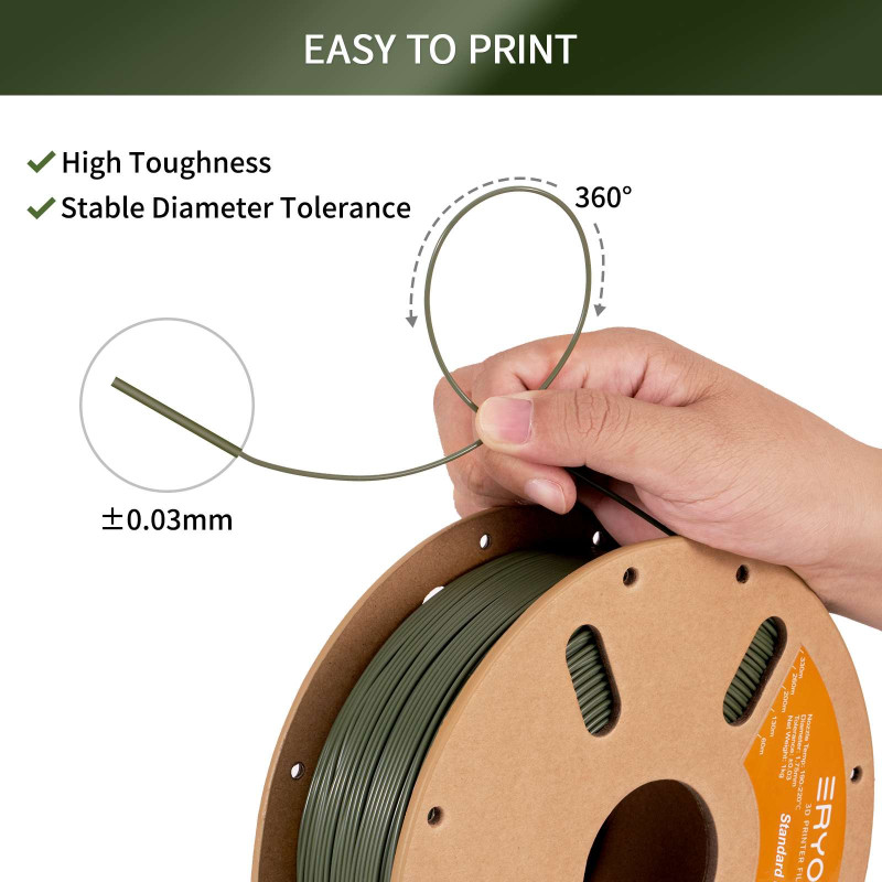 Eryone Standard PLA Army Green / Leger Groen Filament
