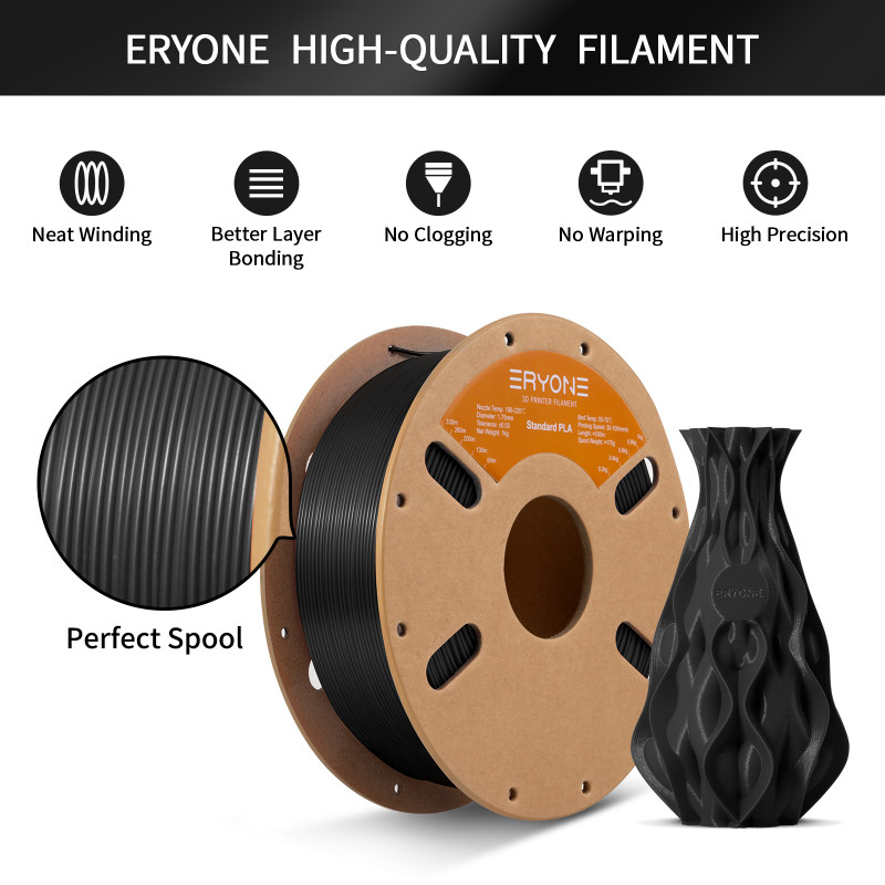 Eryone Standard PLA Carbon Black / Carbon Zwart Filament Eryone Standard PLA Carbon Black / Carbon Zwart Filament