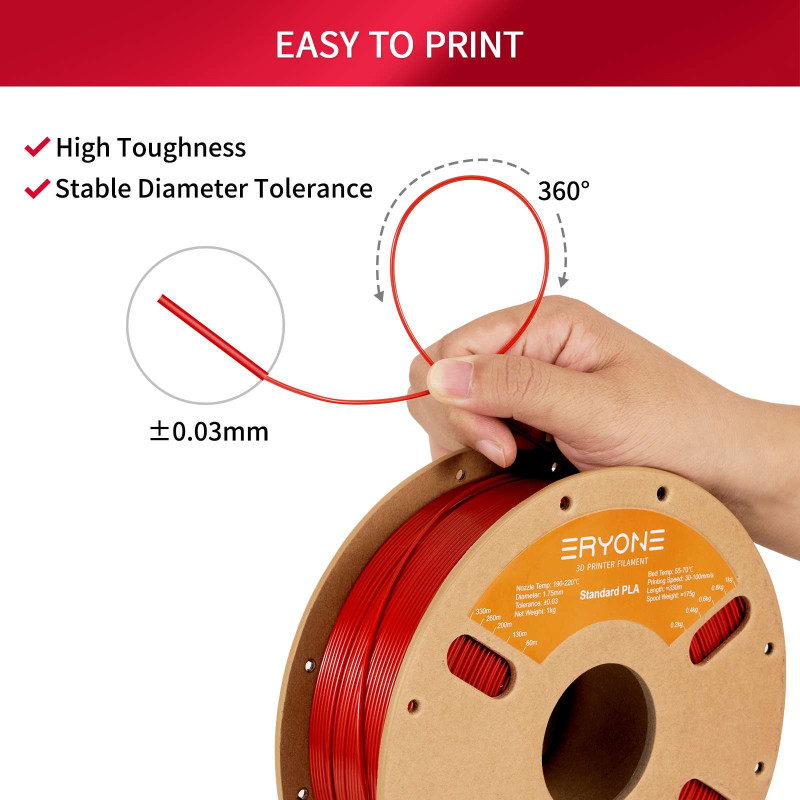 Eryone Standard PLA China Red / Chinees Rood Filament