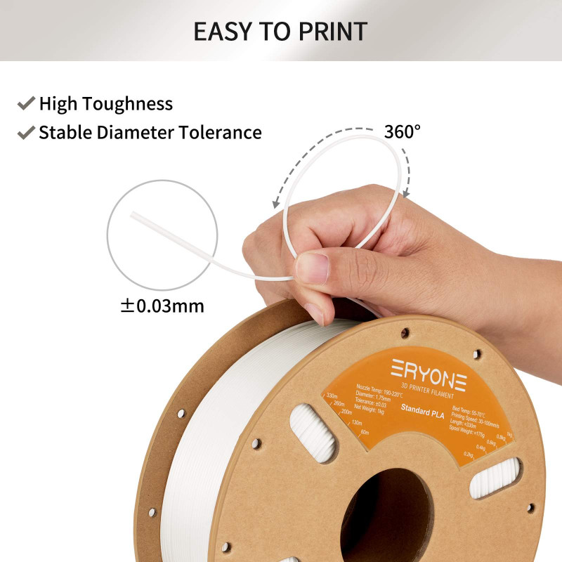 Eryone Standard PLA Jade White / Jade Wit Filament Eryone Standard PLA Jade White / Jade Wit Filament