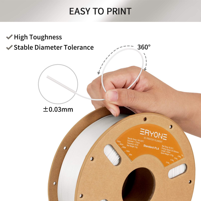Eryone Standard PLA Pearl White / Parelwit Filament Eryone Standard PLA Pearl White / Parelwit Filament