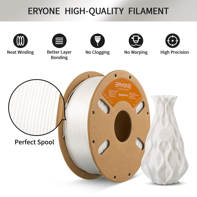 Eryone Standard PLA Pearl White / Parelwit Filament Eryone Standard PLA Pearl White / Parelwit Filament